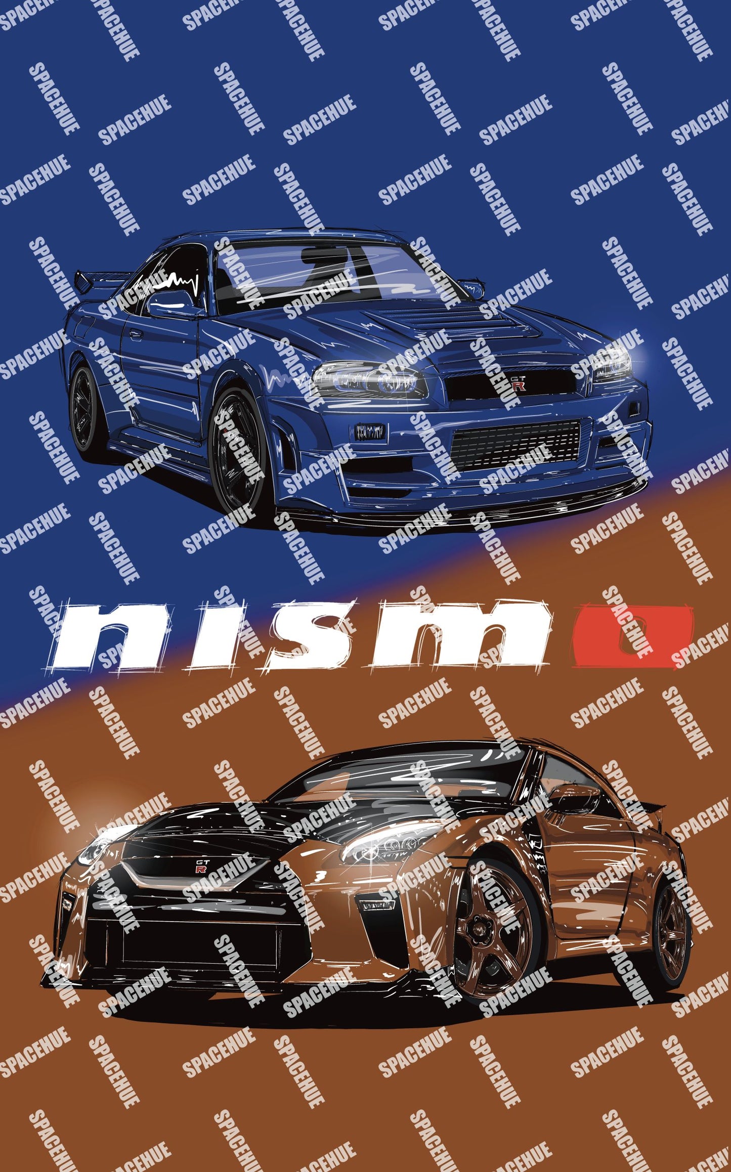 Nissan R34-R35 -即揀即印 Notrace Case 仿玻璃面電話殻