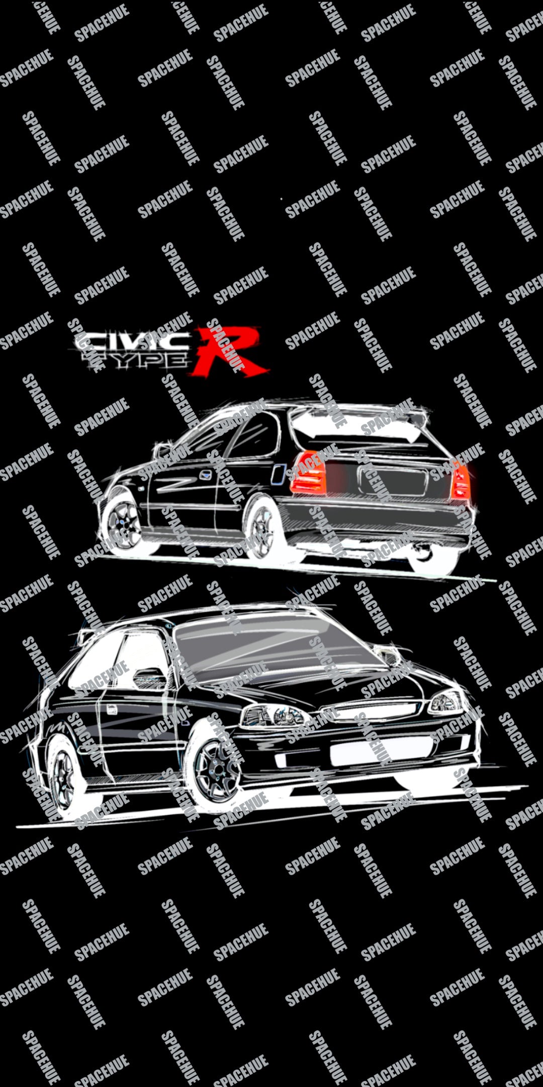 Honda Type R EK9 -即揀即印 Notrace Case 仿玻璃面電話殻