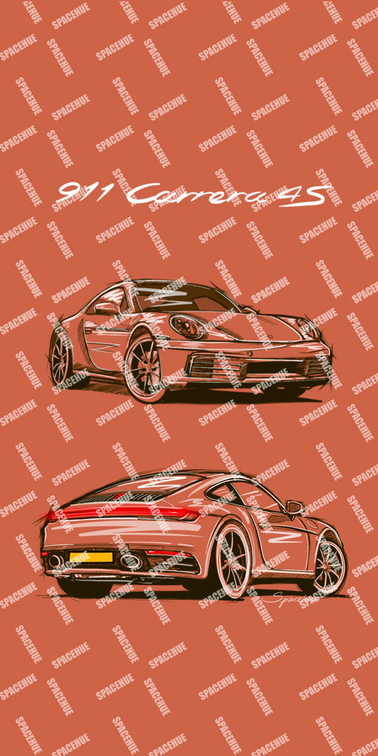 Porsche 911 -即揀即印 Notrace Case 仿玻璃面電話殻