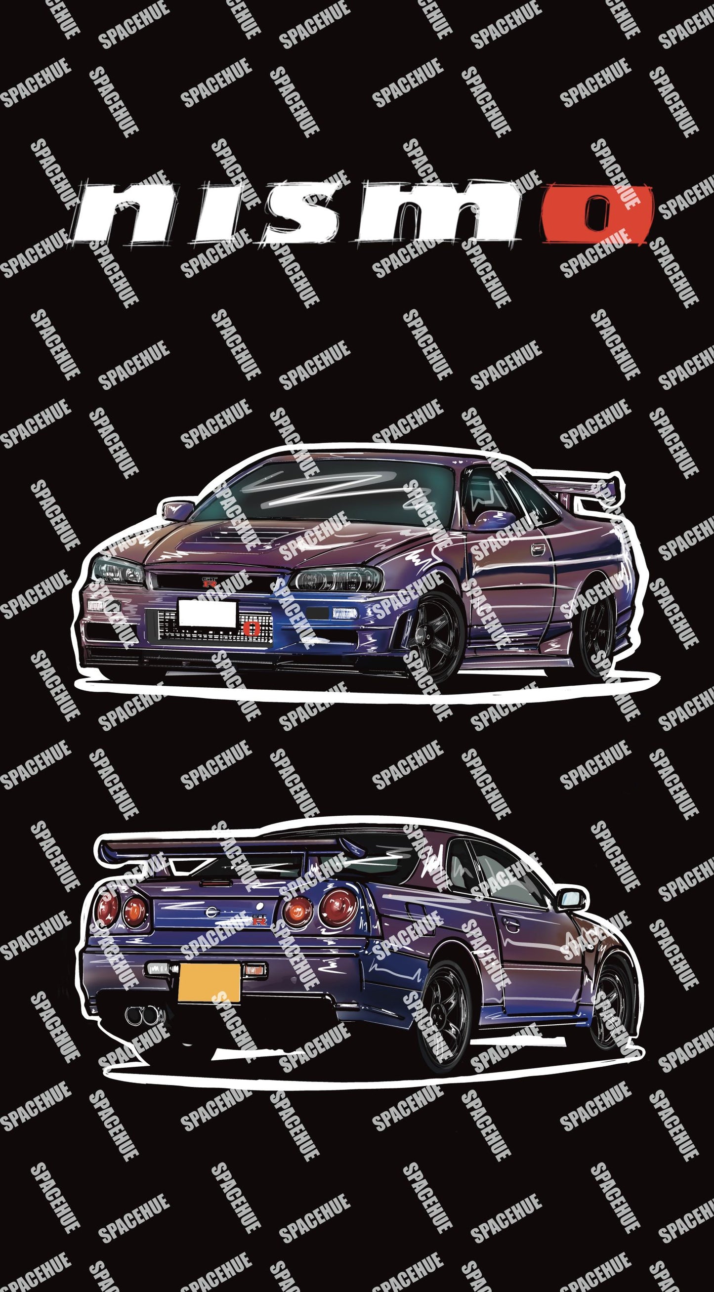 Nissan R34 Skyline -即揀即印 Notrace Case 仿玻璃面電話殻