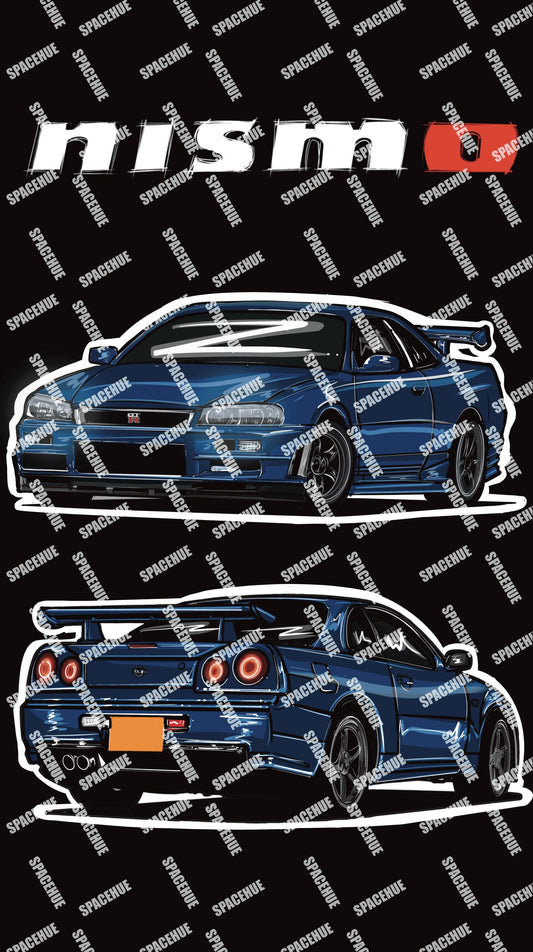 Nissan R34 Skyline -即揀即印 Notrace Case 仿玻璃面電話殻